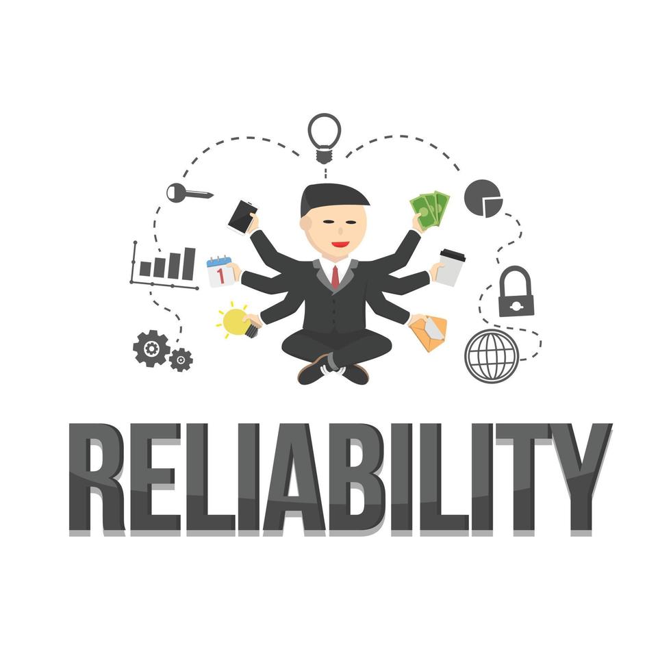 business reliability design latter and character on white background vector