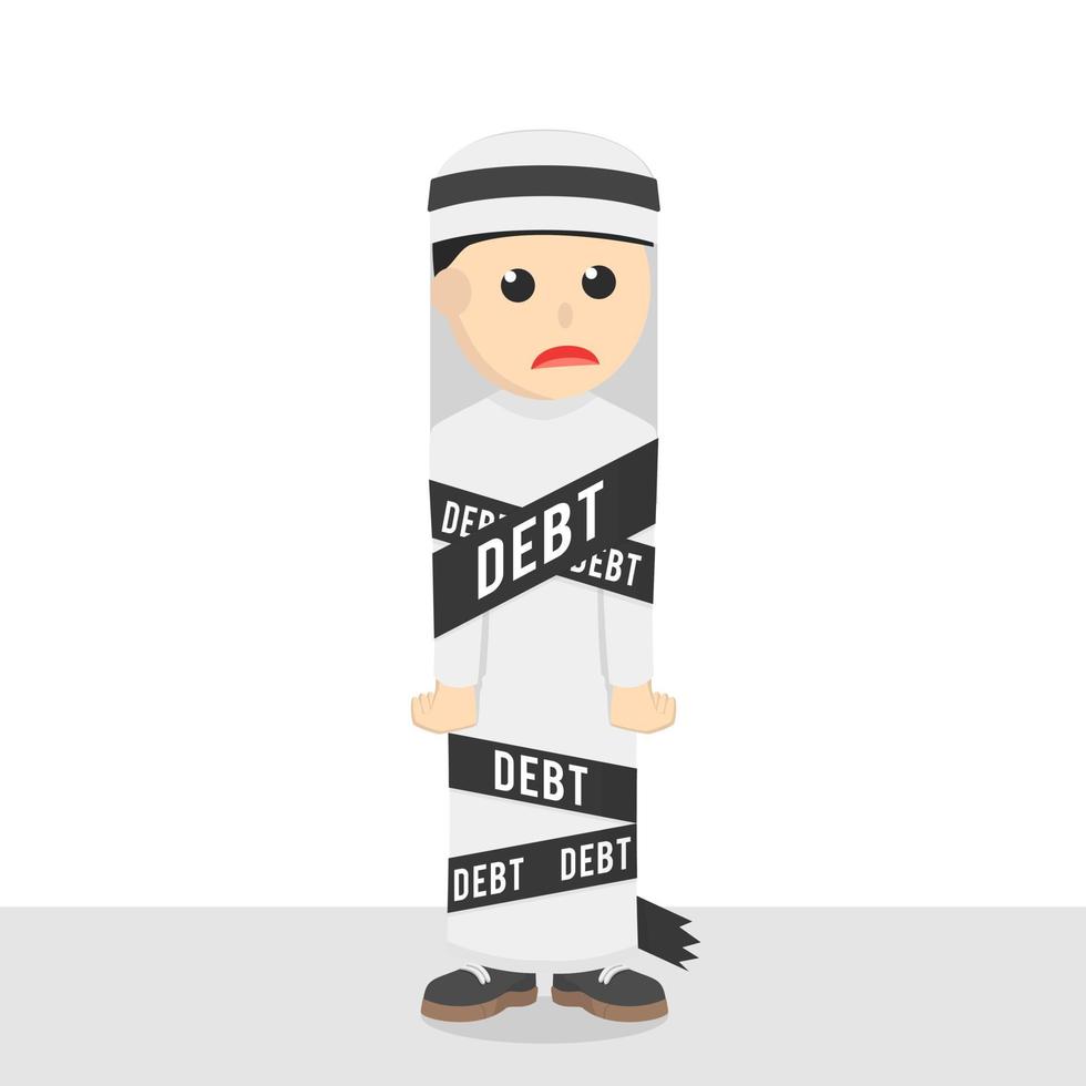 businessman arabian bound debt design character on white background vector