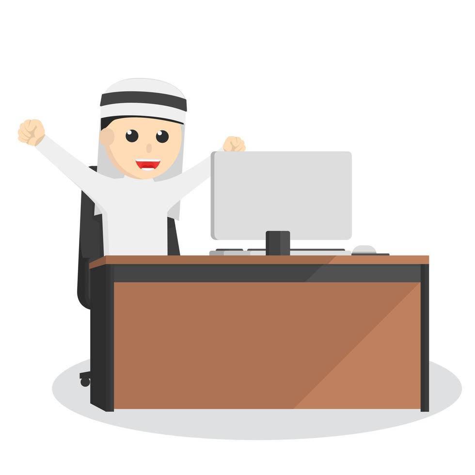 businessman arabian happy work design character on white background vector