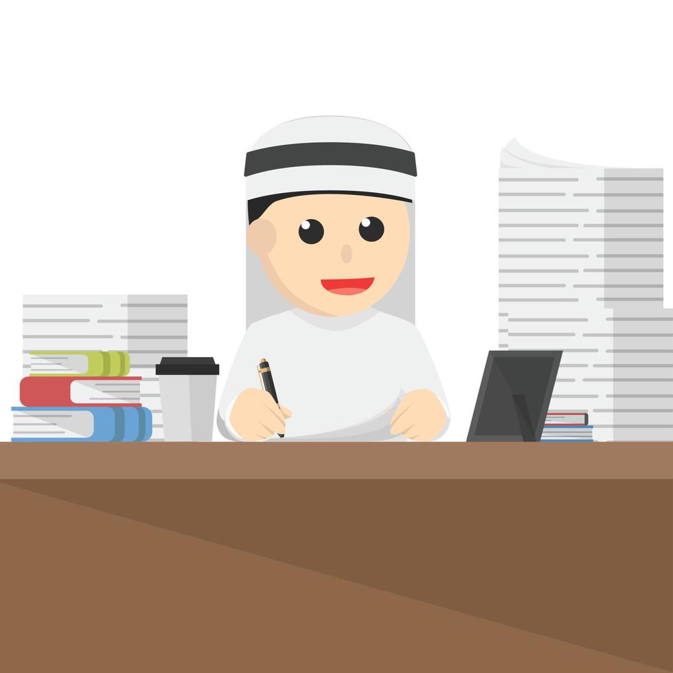 businessman arabian work many tasks design character on white background vector