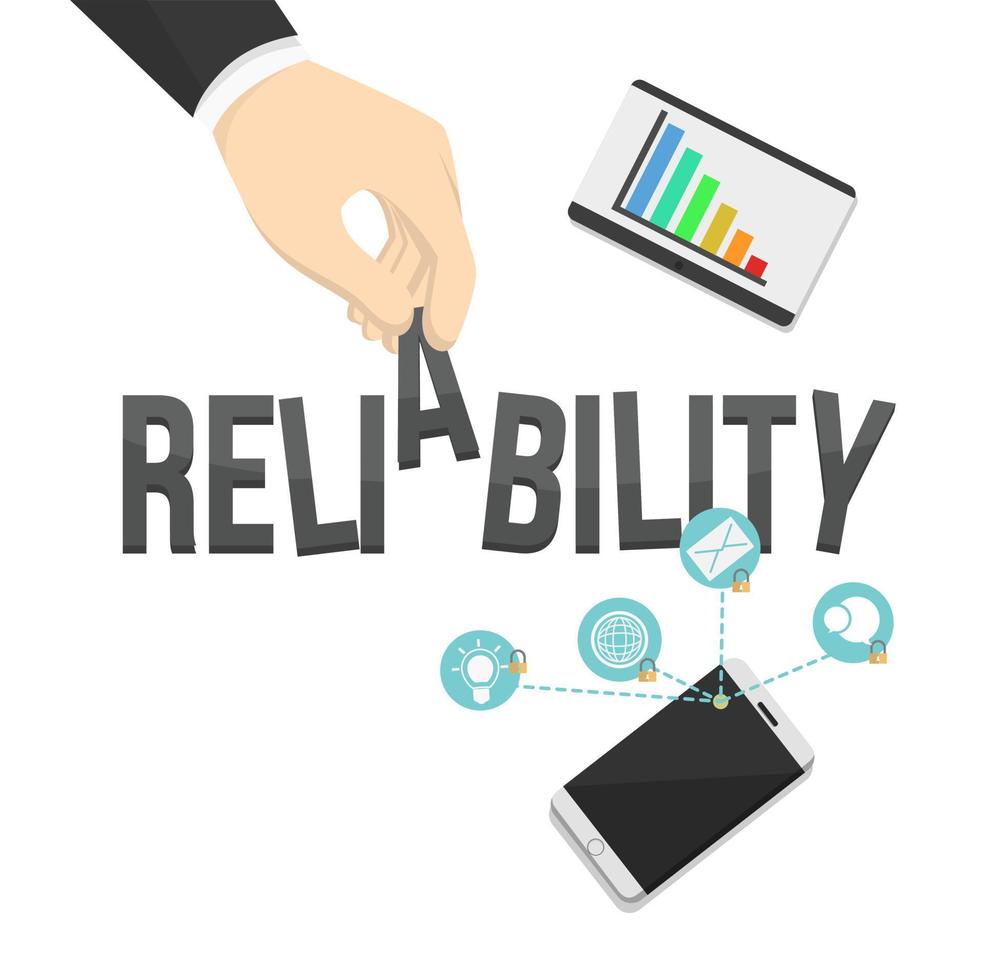 business reliability design latter and character on white background vector