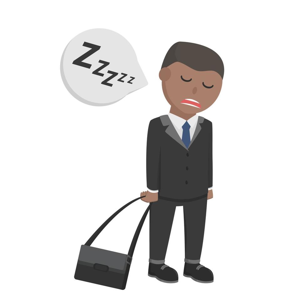 male businessman african feel sleepy to work design character on white background vector
