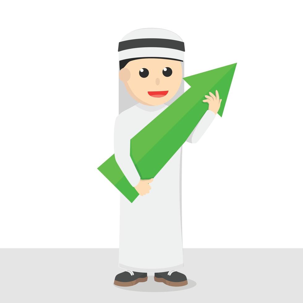 businessman arabian hold up arrow design character on white background vector