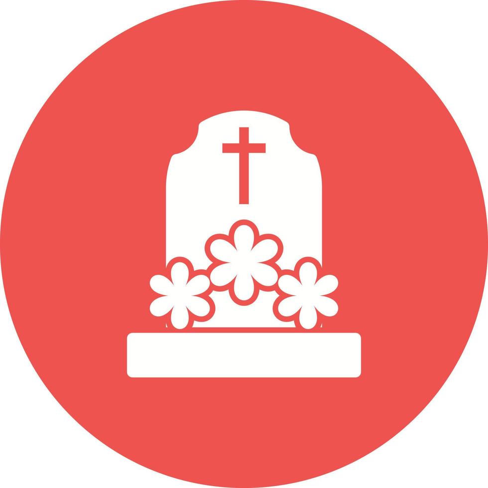 Grave with Flowers Circle Background Icon vector