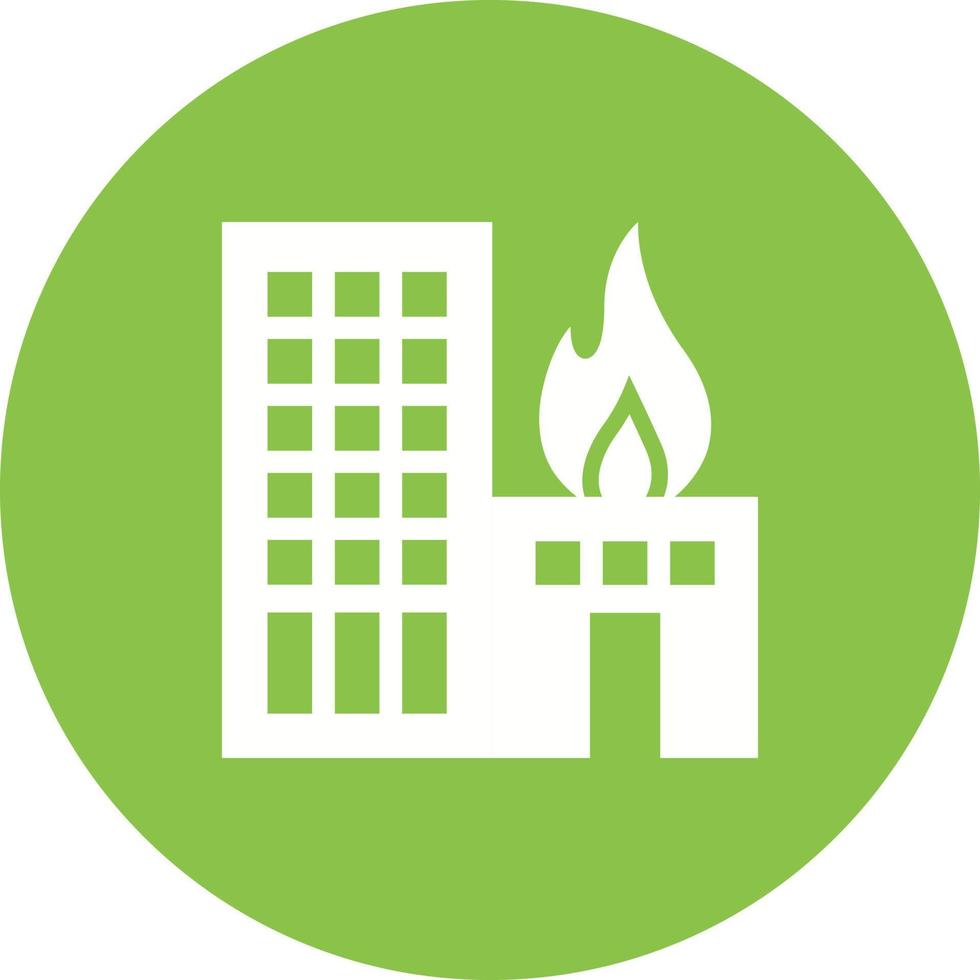 Burning Building Circle Background Icon vector