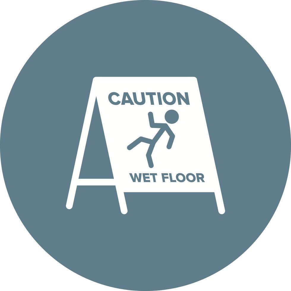 Wet Floor Sign Circle Background Icon vector