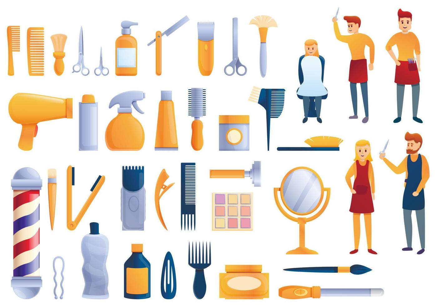 Stylist icons set, cartoon style vector