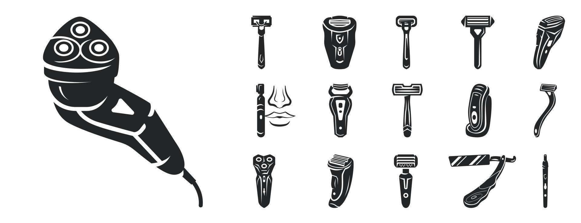 Shaver icon set, simple style vector