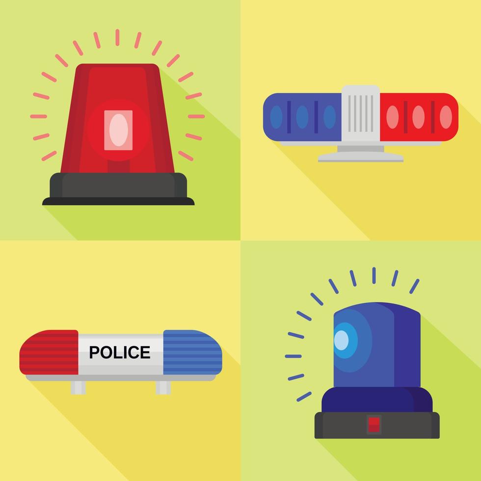 Flasher icon set, flat style vector