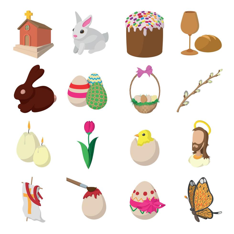 iconos de dibujos animados de pascua vector