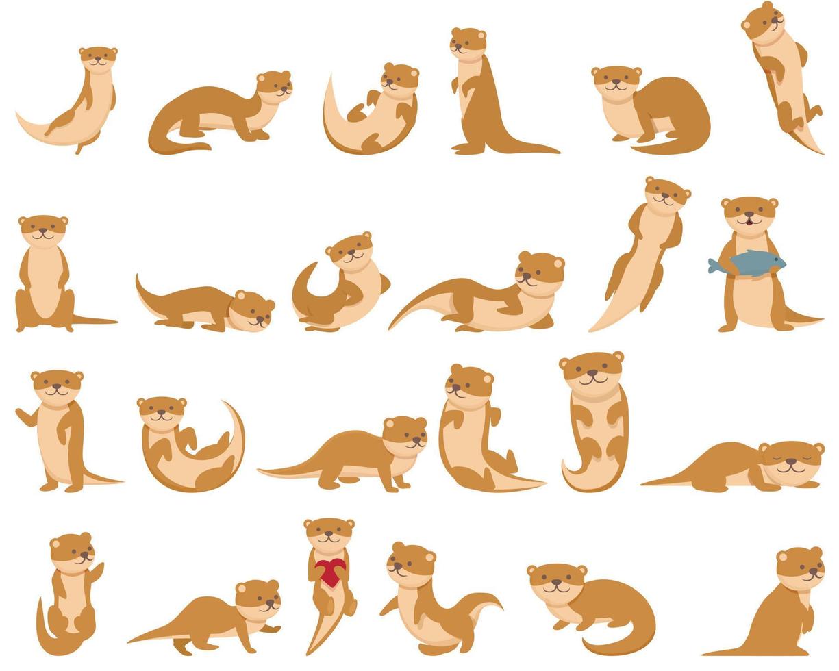 conjunto de iconos de nutria vector de dibujos animados. animal europeo