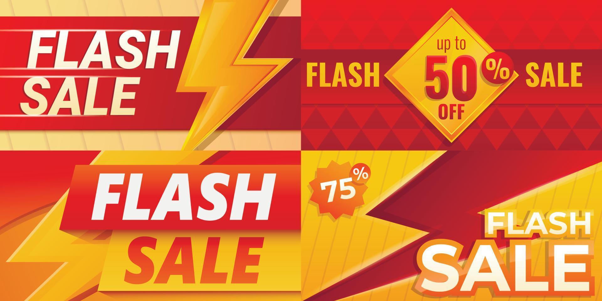 conjunto de banners de venta flash, estilo de dibujos animados vector