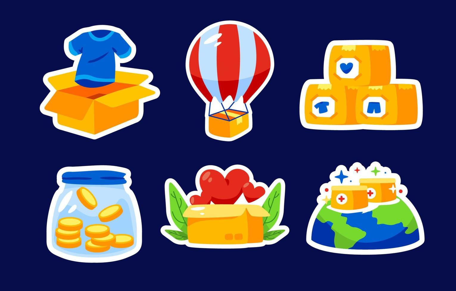 World Humanitarian Day Stickers Set vector