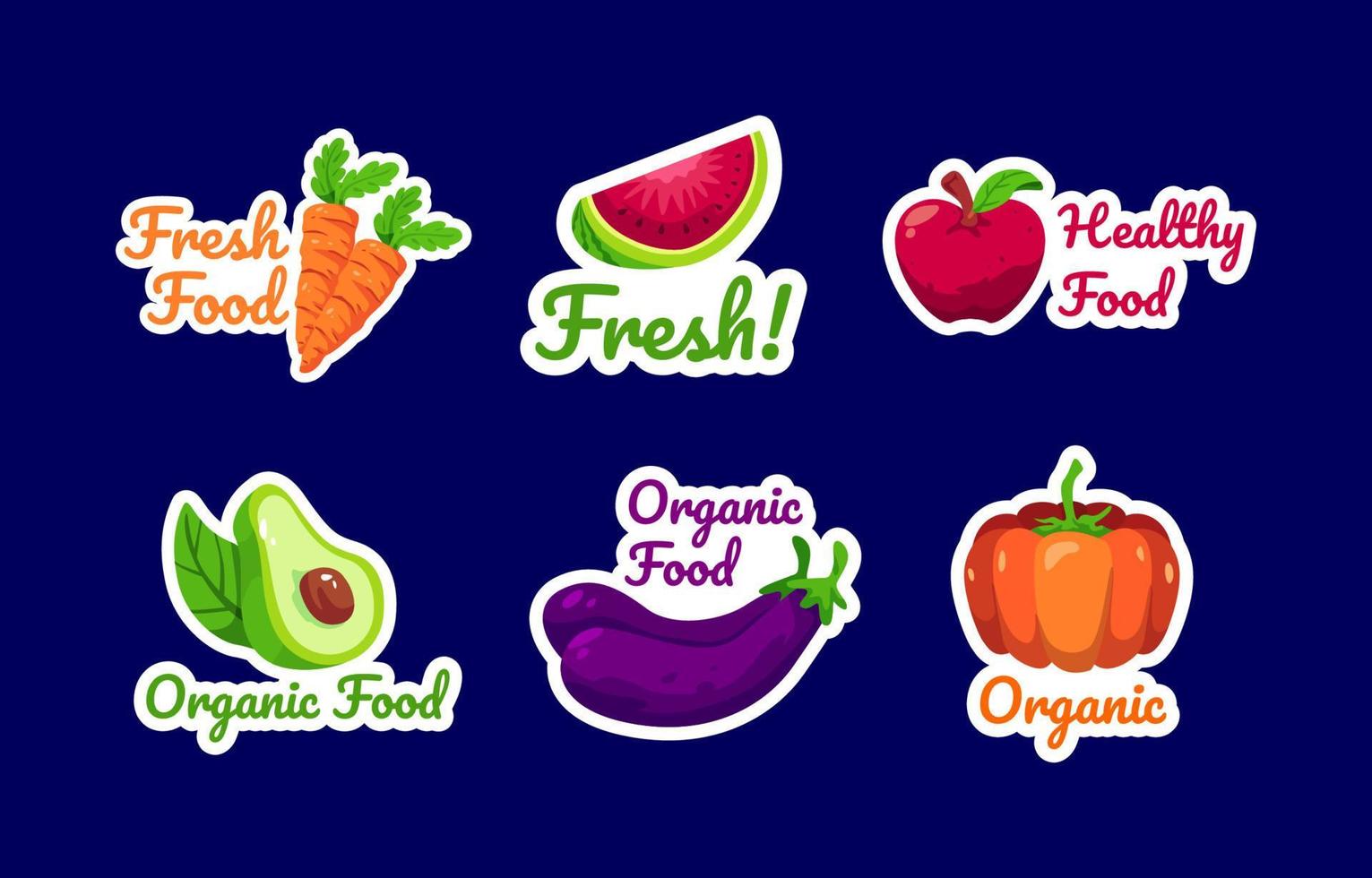 Organic Food Stickers Set vector