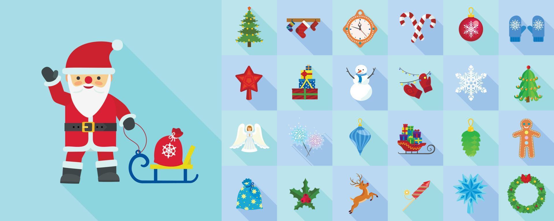 Christmas icon set, flat style vector