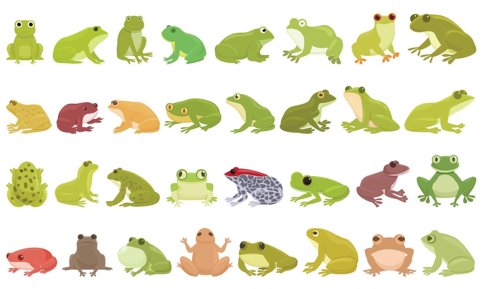 Frog icons set cartoon vector. Toad water vector