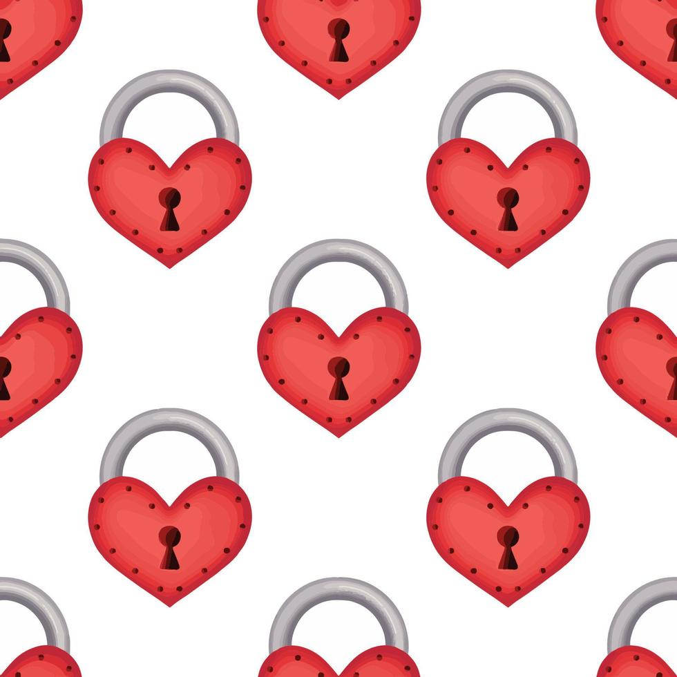 seamless pattern of red locks with hearts vector