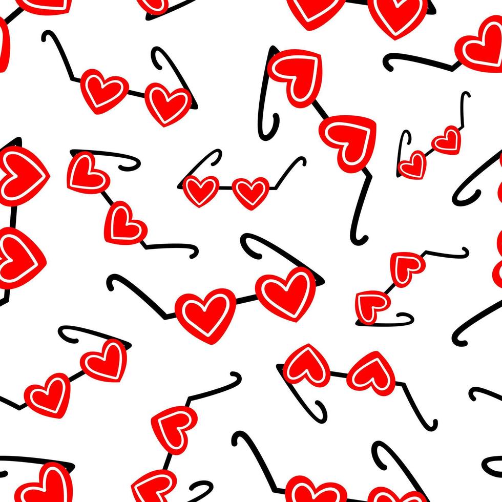 Seamless background with heart-shaped glasses vector