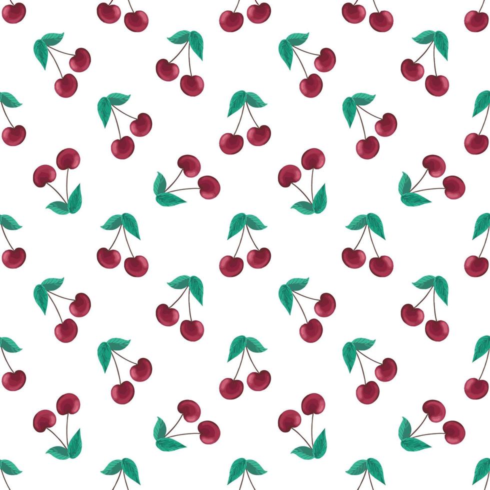 Seamless pattern with cherry on white background vector