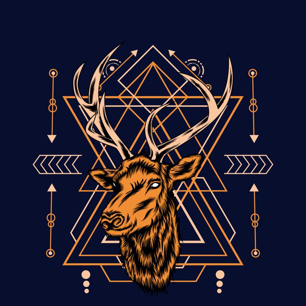 deer head with sacred geometry for wallpaper background vector