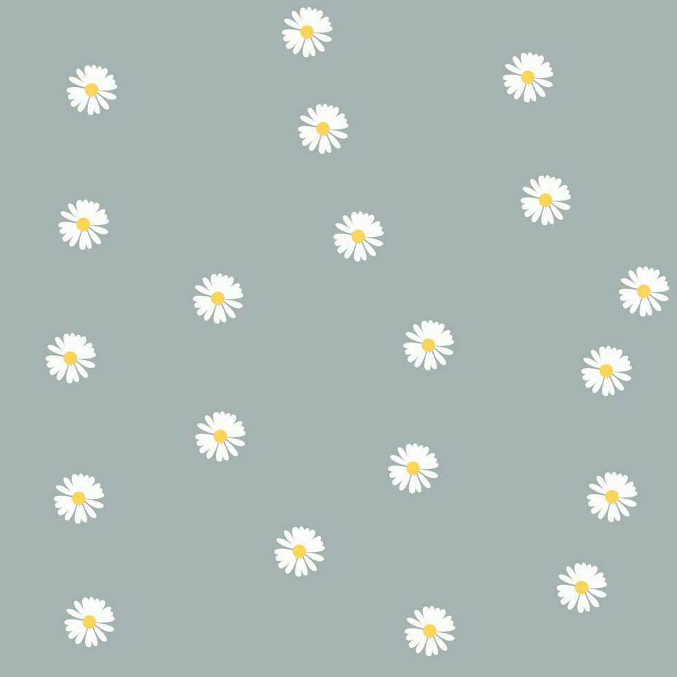 Seamless pattern with chamomile flower on blue background. Perfect spring, summer template for fashion design, textiles, decoration elements. Geometric floral pattern. Flower plant, nature collection. vector