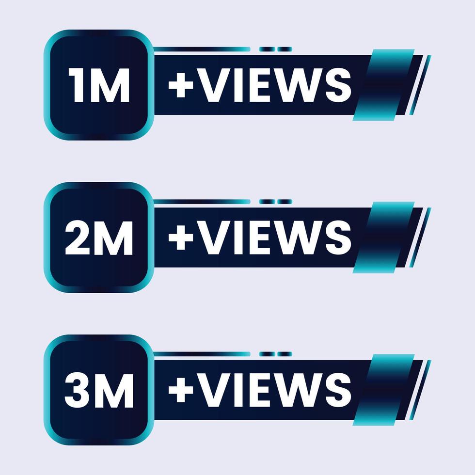 Vector de diseño de miniaturas de celebración de 1 millón a 3 millones de vistas más