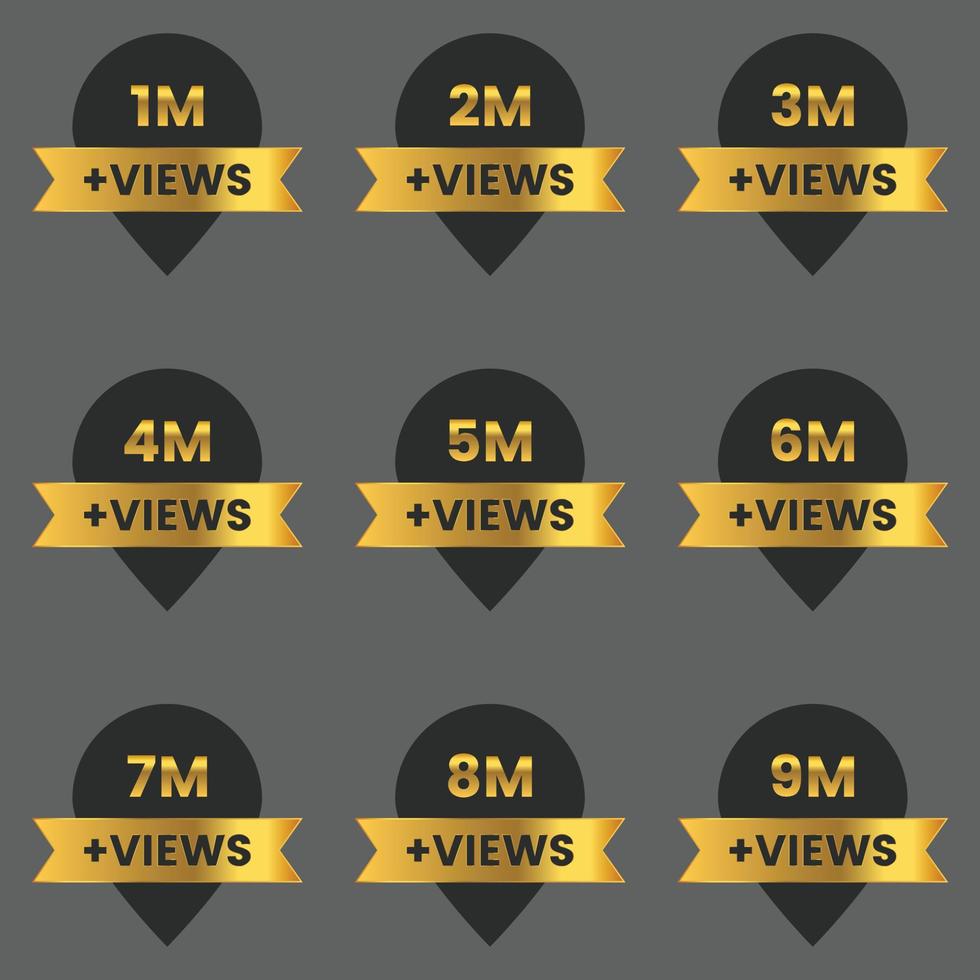 1 million to 9 million plus views celebration thumbnail design vector