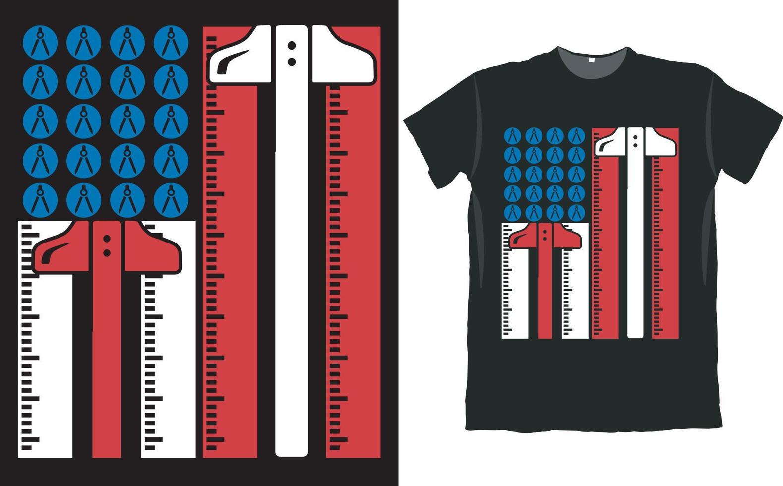 Architect USA Flag T Shirt Design vector