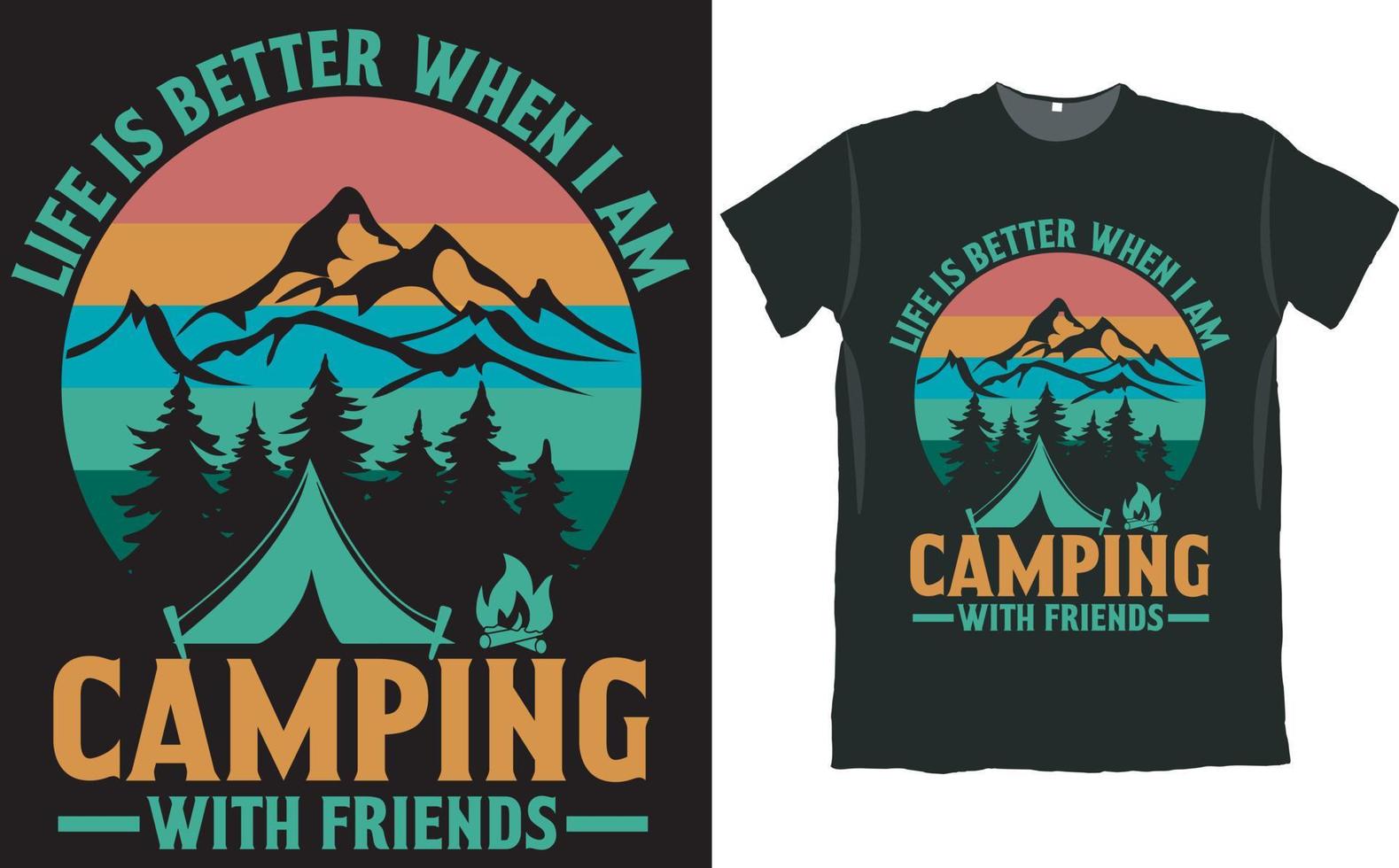 Camping With Friends Camper T Shirt Design vector