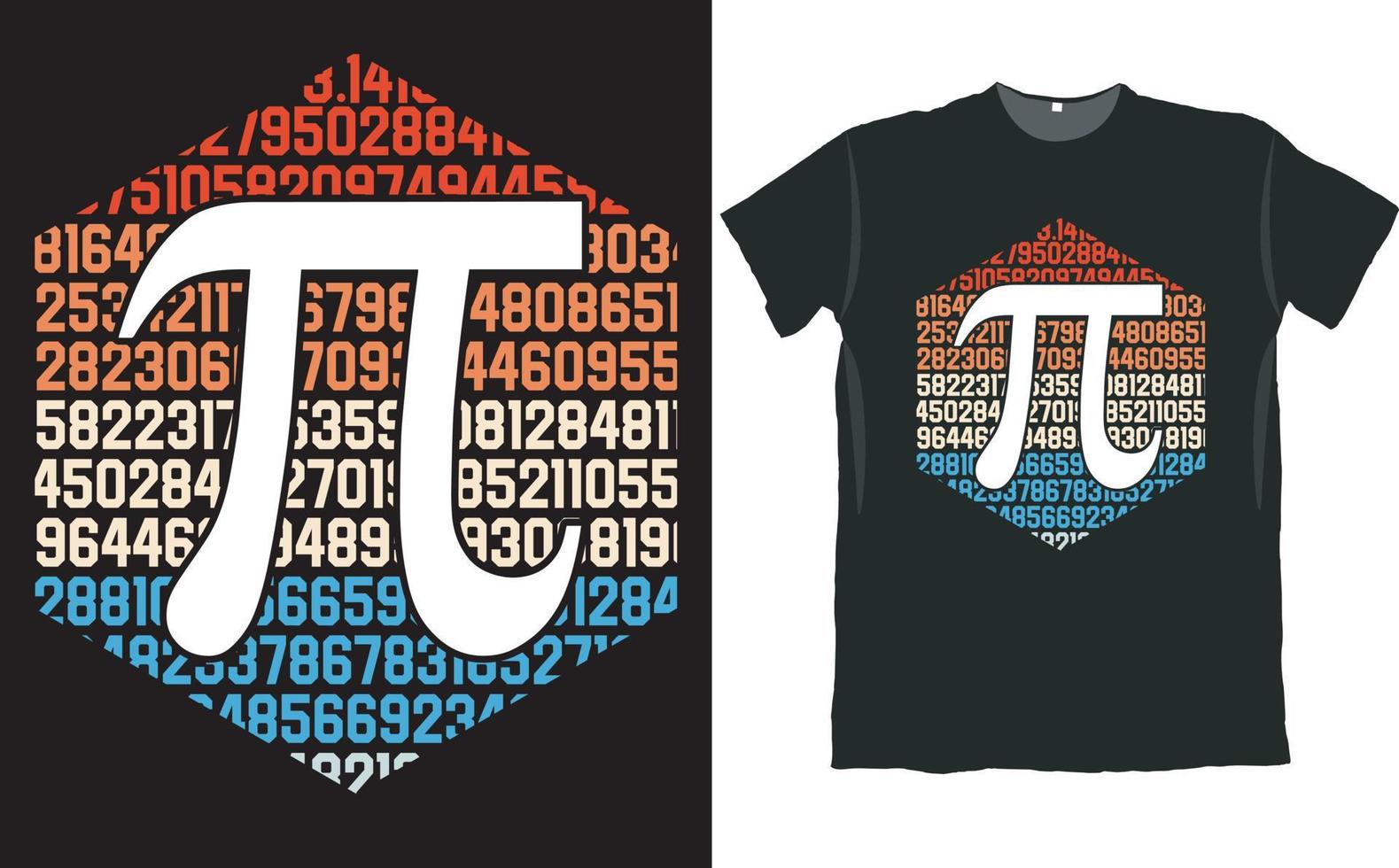 Pi 3.1415 Numbers Retro T Shirt Design vector