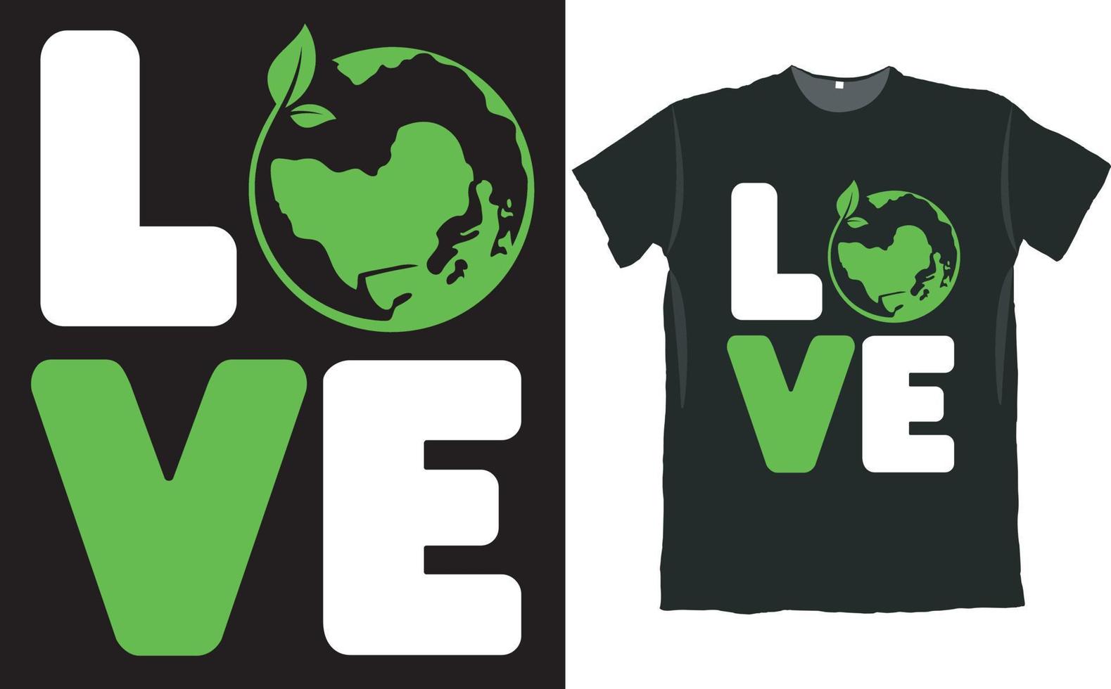 diseño de camiseta de amor planeta tierra vector