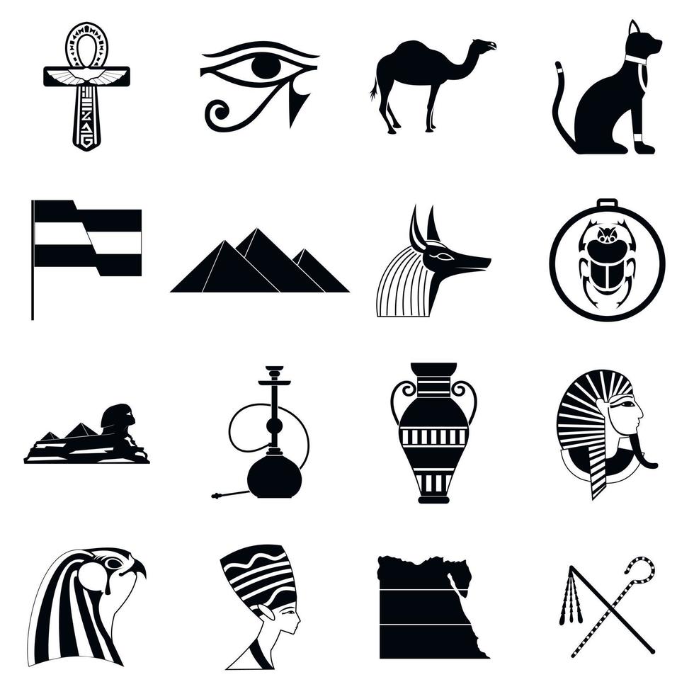 iconos de egipto negro vector