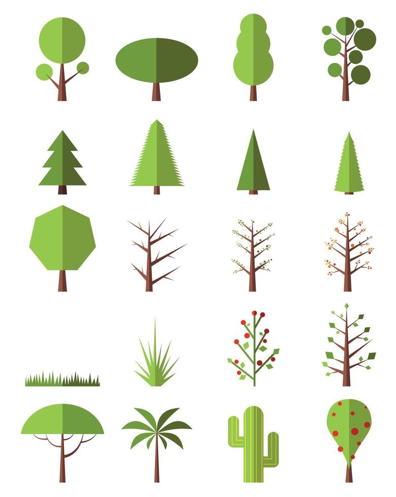 conjunto de árboles planos vector