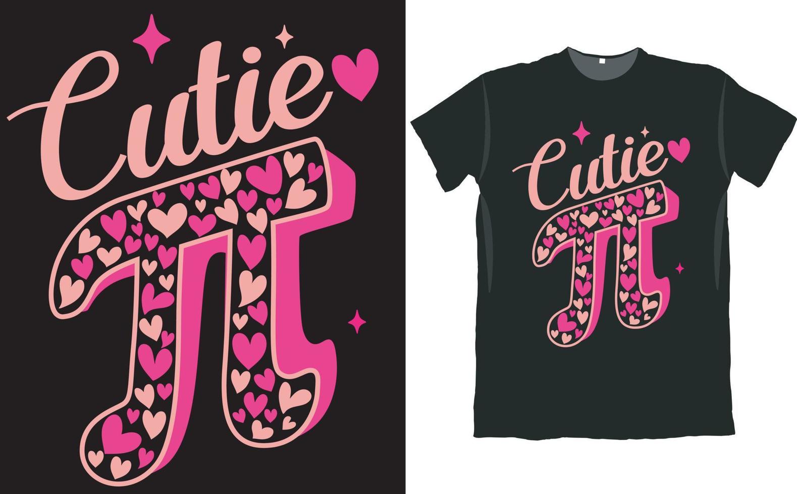 diseño de camiseta de amor de cutie pi vector