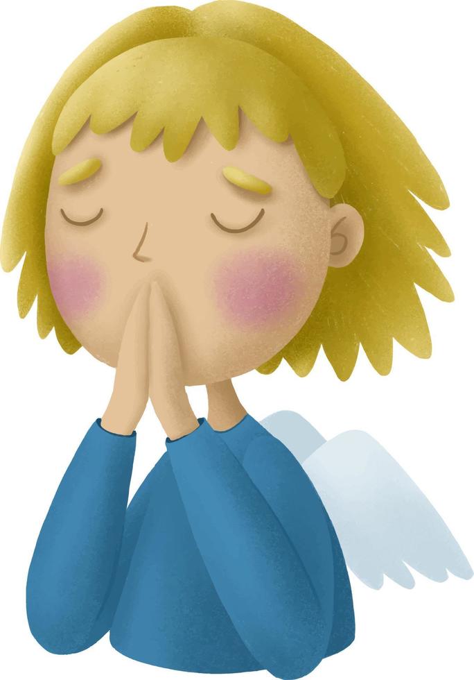Cute illustration with an angel in prayer vector