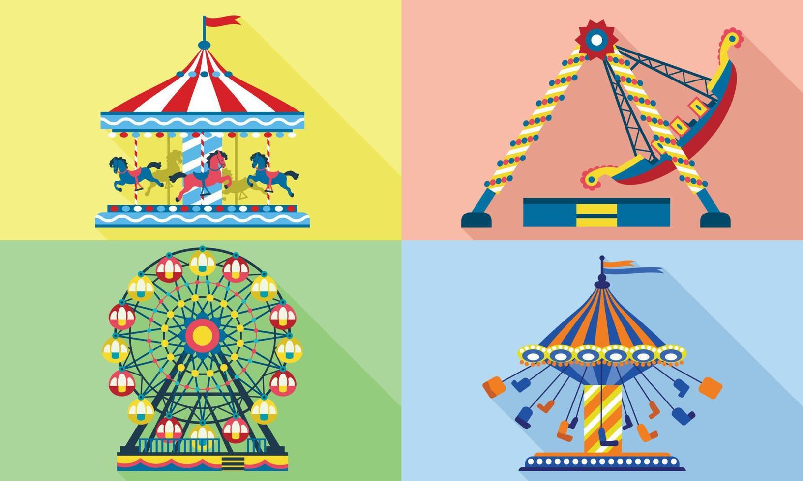 Carousel icons set, flat style vector