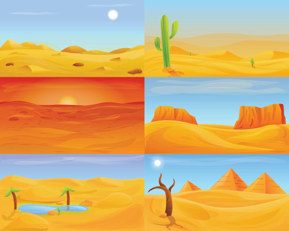 conjunto de banners del desierto, estilo de dibujos animados vector