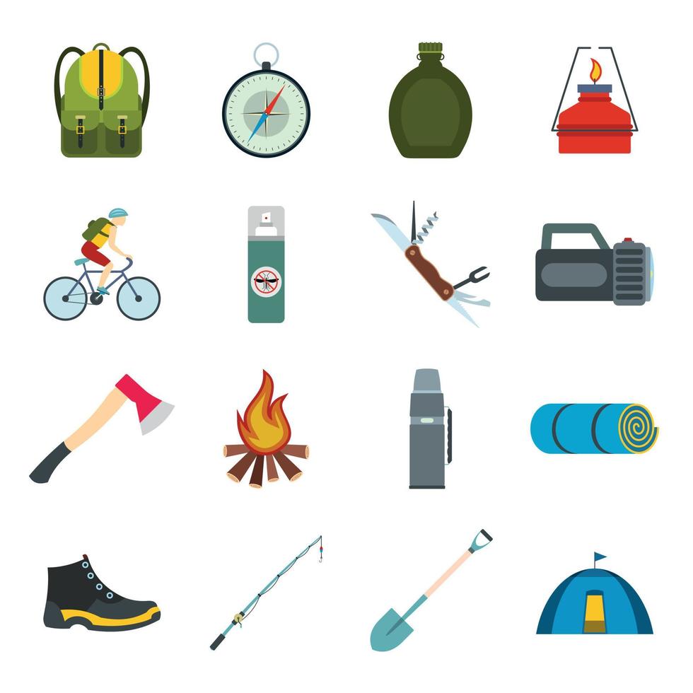 Camping flat icons vector