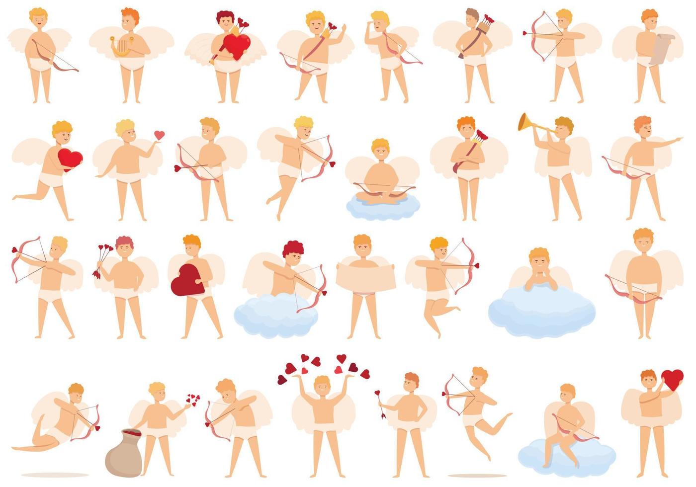 Cupid icons set cartoon vector. Cherub angel vector