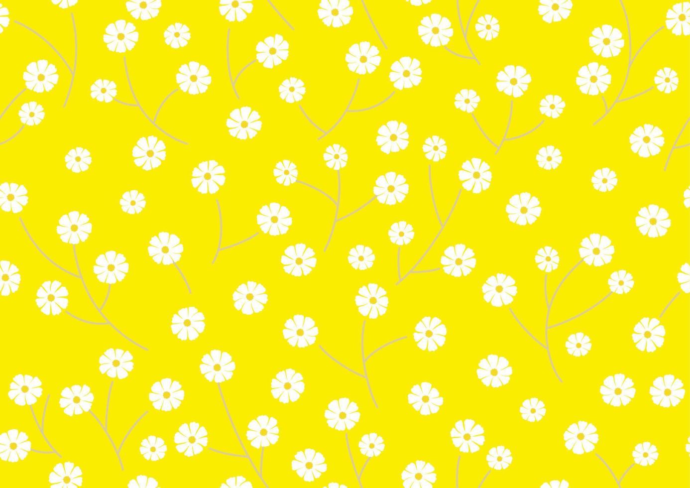 Horizontally And Vertically Repeatable Vector Floral Pattern On A Yellow Background.