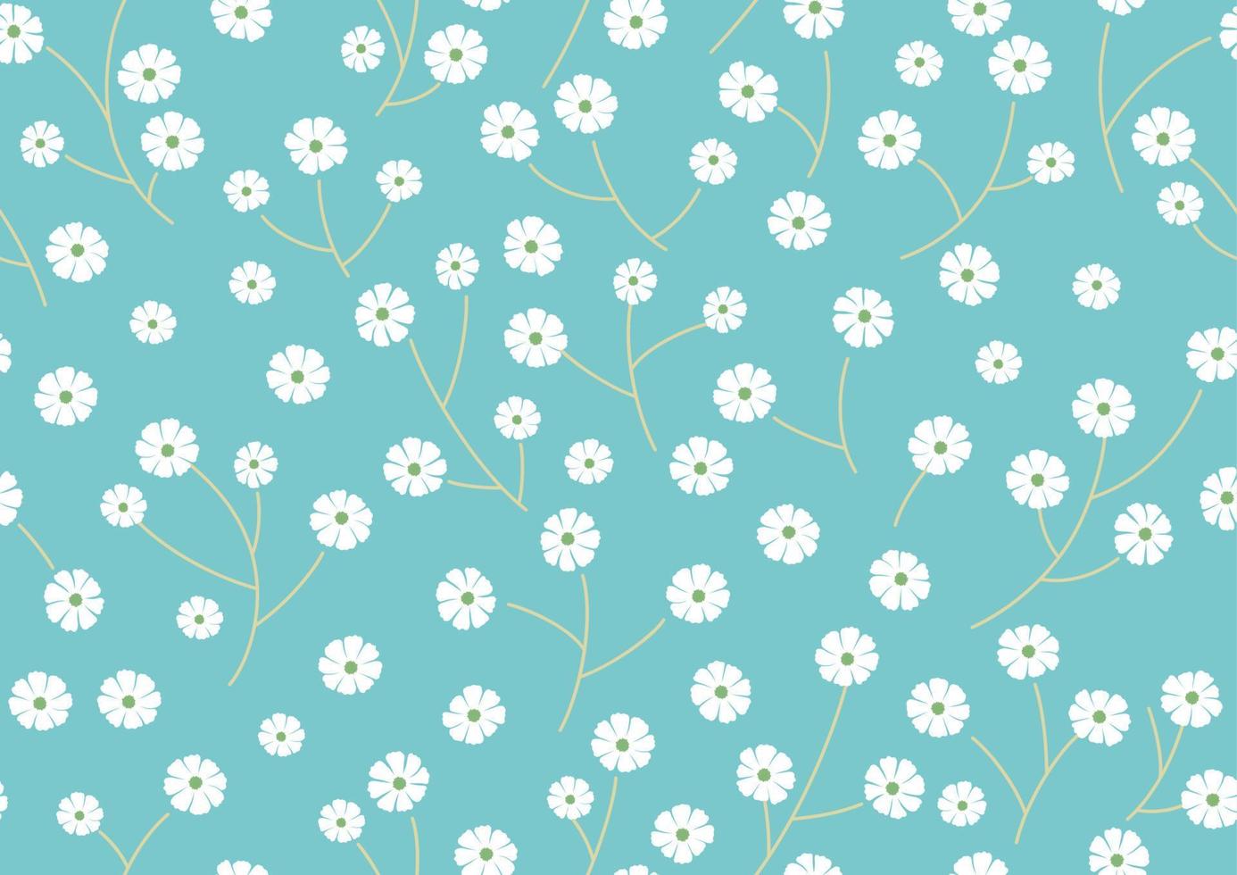 Horizontally And Vertically Repeatable Vector Floral Pattern On A Blue Background.