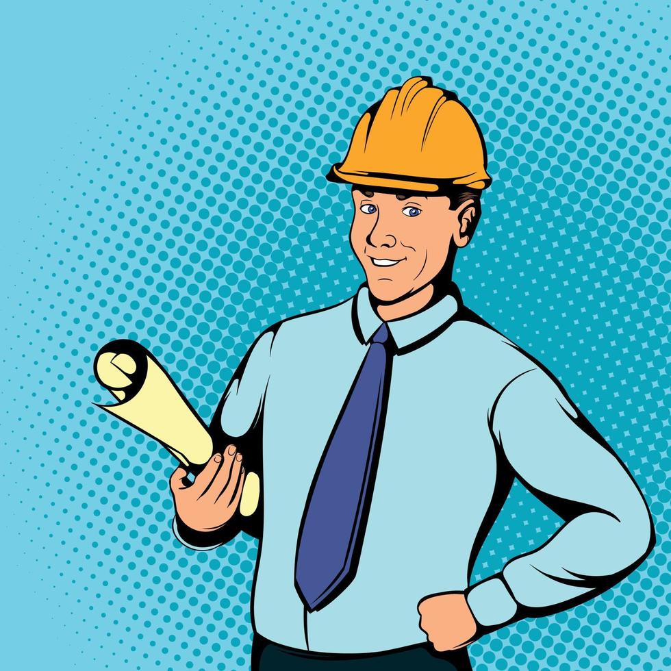 Architect worker concept, comics style vector