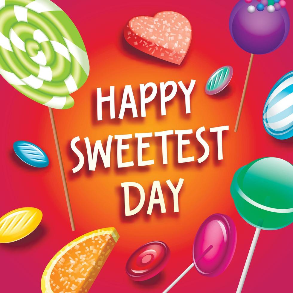 Sweetest candy day concept background, isometric style vector