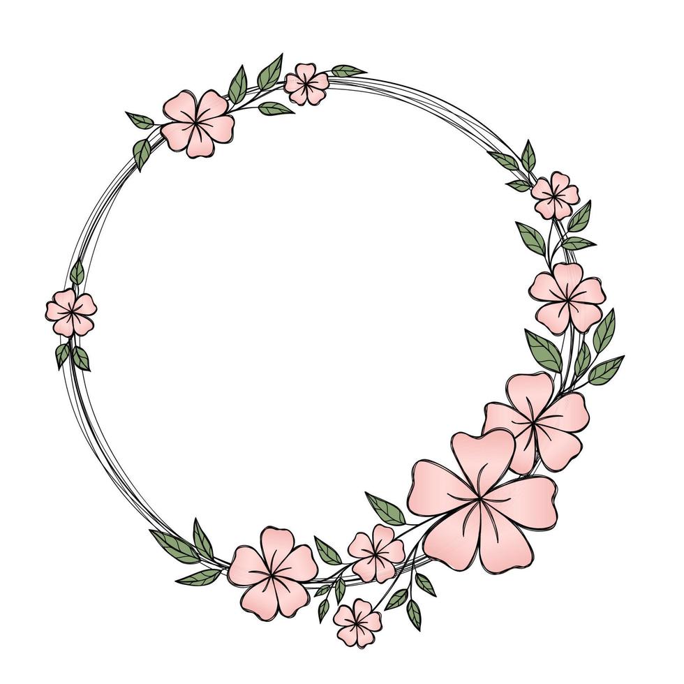 Delicate wreath of sakura flowers for invitation cards vector