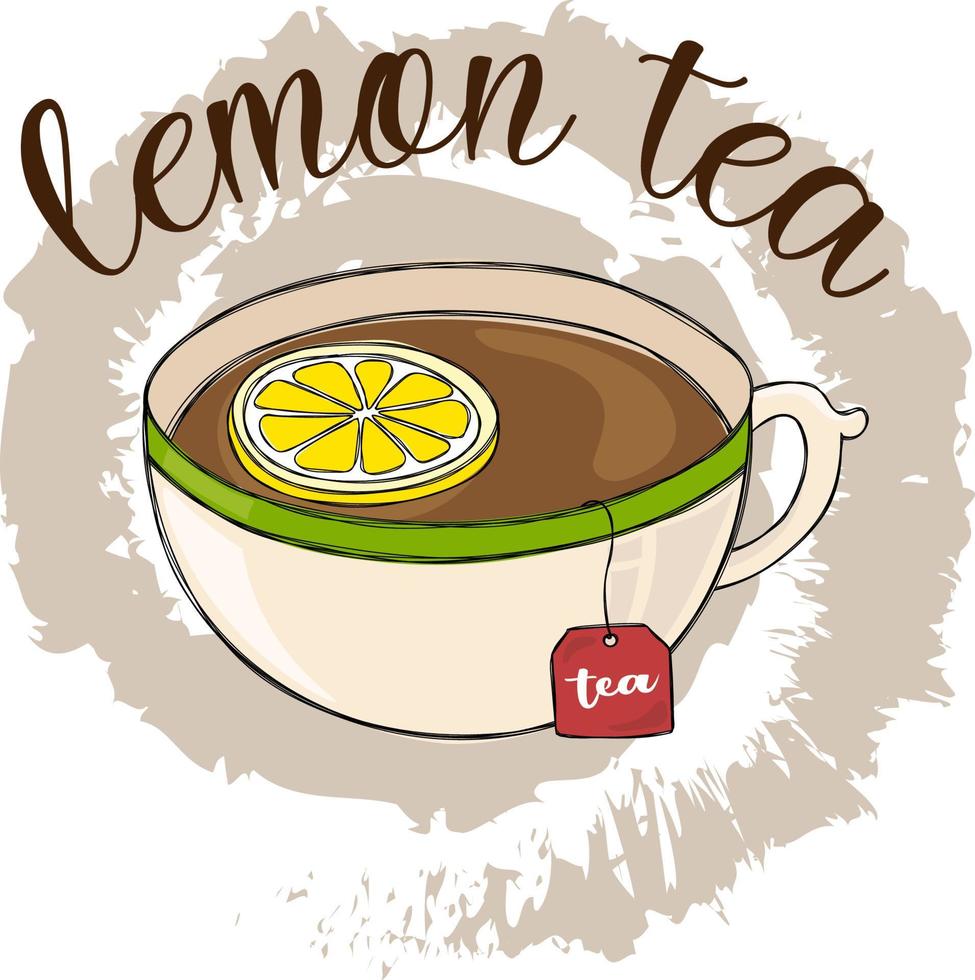 Hot lemon tea cup poster vector