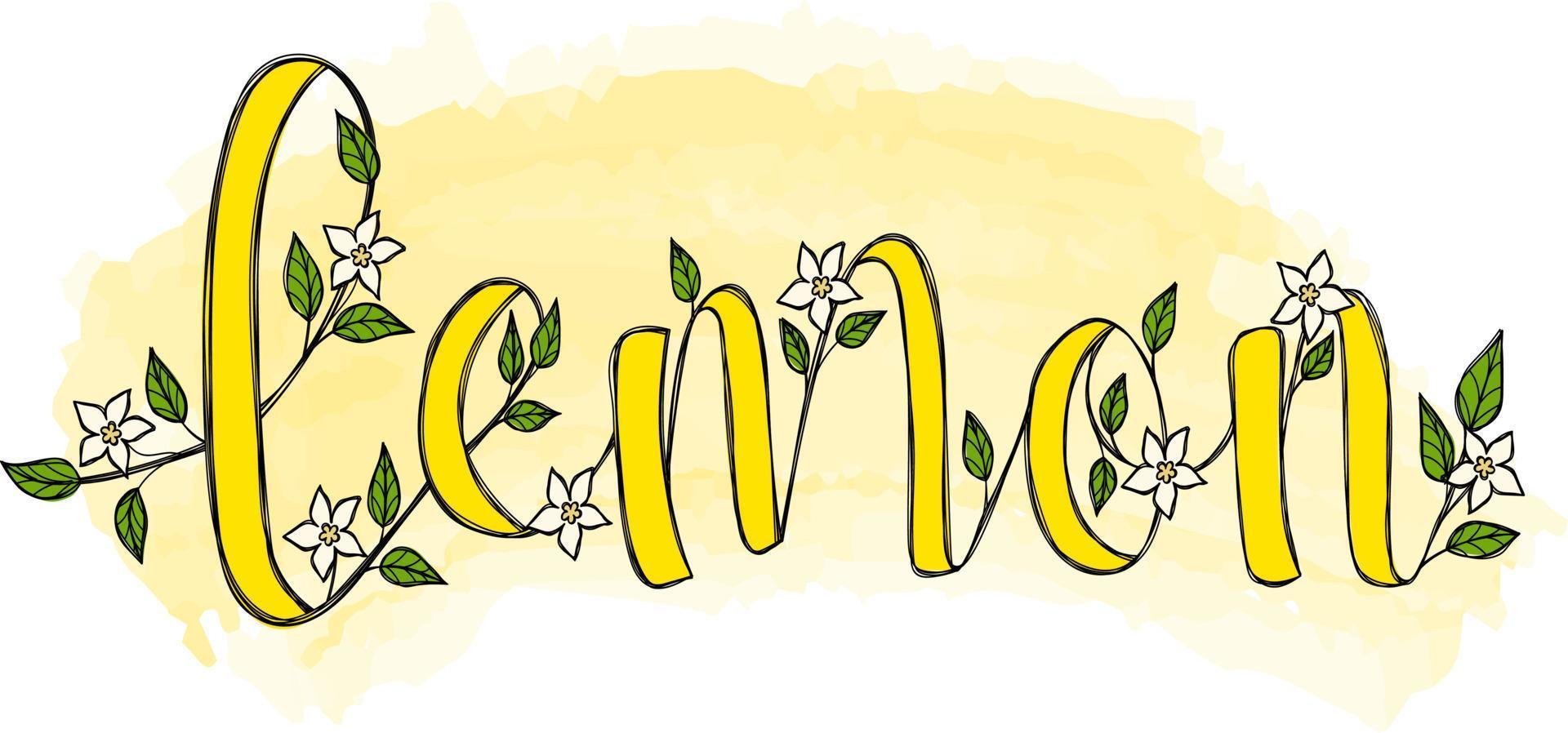 Handwritten calligraphic lemon fresh lettering vector