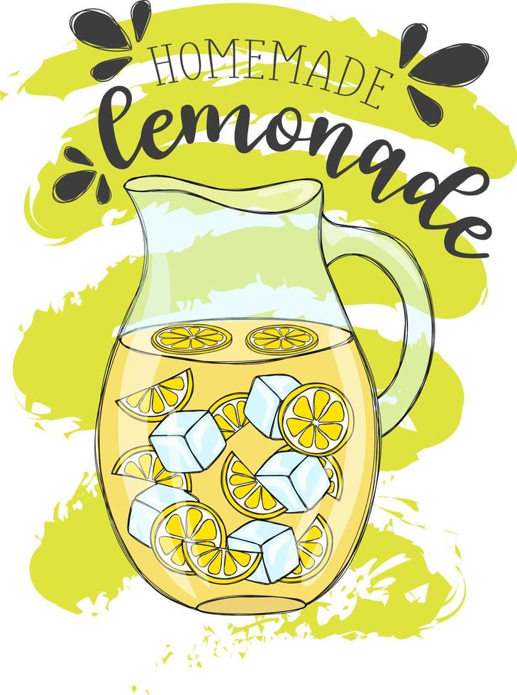Fresh cold lemonade jug poster vector