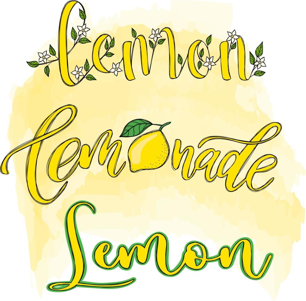 Charming set of lemon lettering vector