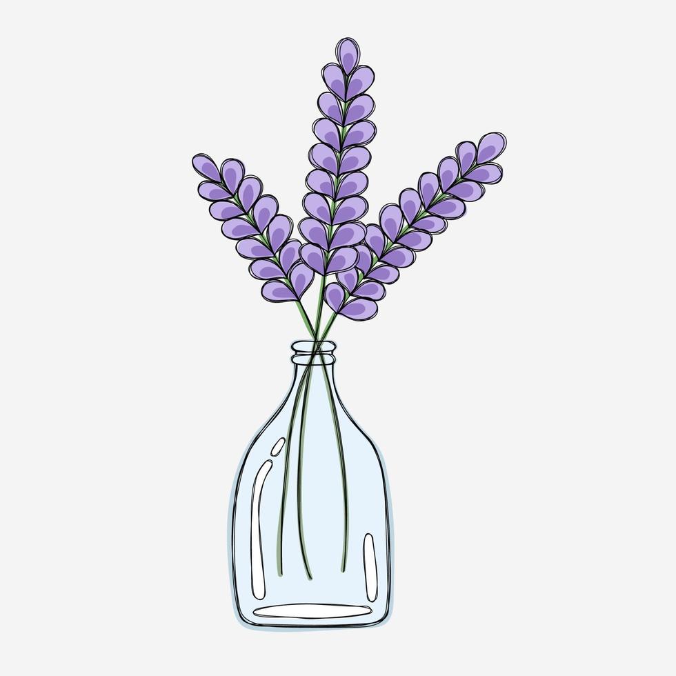 A sprig of lavender in a glass bottle vector