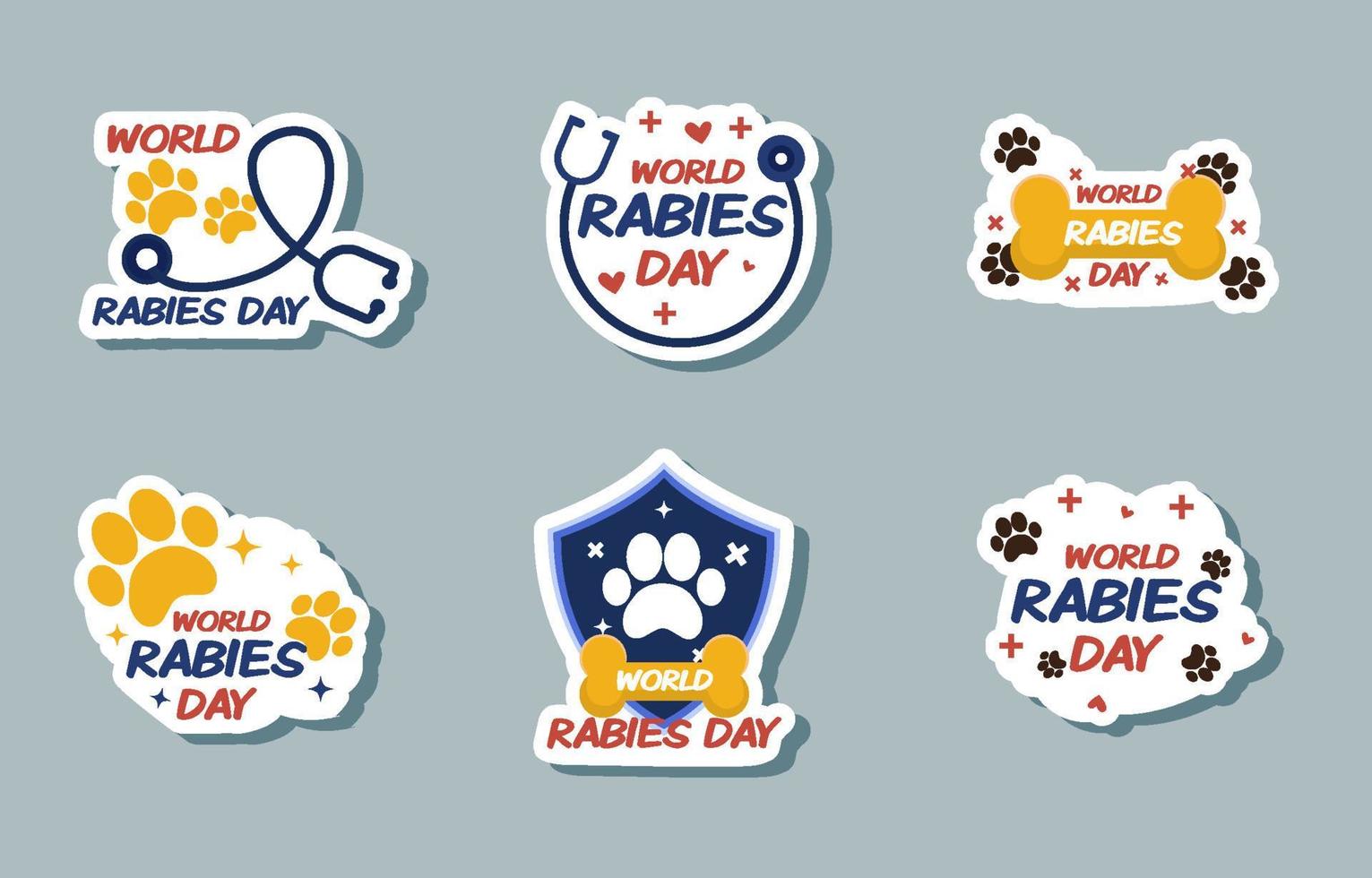 Set Sticker World Rabies Day vector